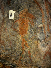 
Des peintures rupestres d'Afrique Australe. Botswana. Cette proximité va jusqu'à la représentati...